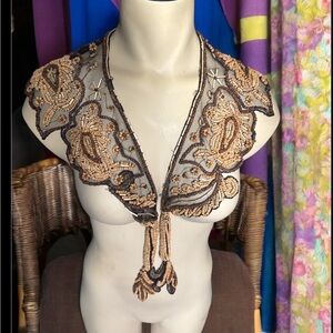 Wood beaded shawl vintage